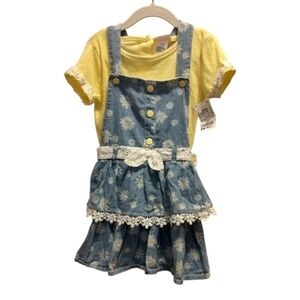 Little Lass Yellow and Blue Floral Dress